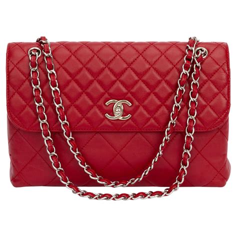 chanel red business flap